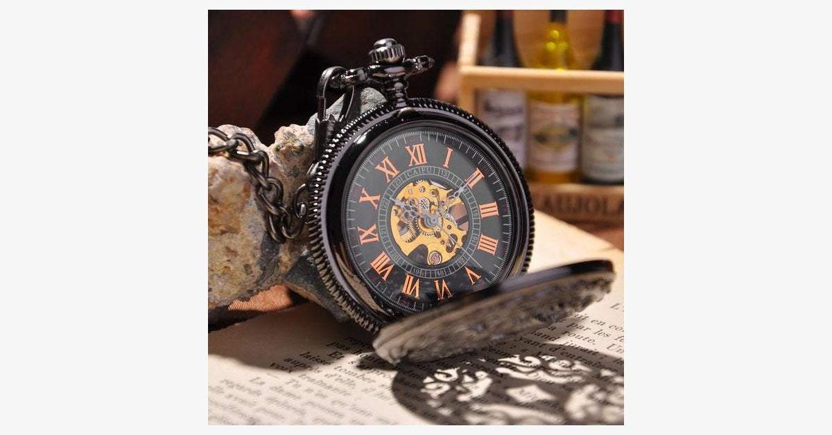 Black Cage Full Hunter Pocket Watch
