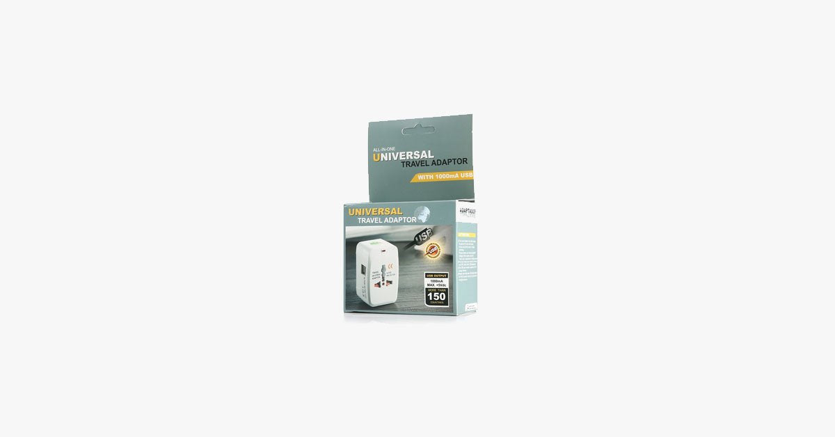 International Plug Adapter - All-In-One CE, RoHS Certified USB Power Plug
