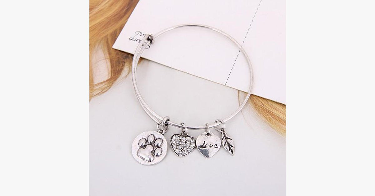 Paw Print Charm Bangle