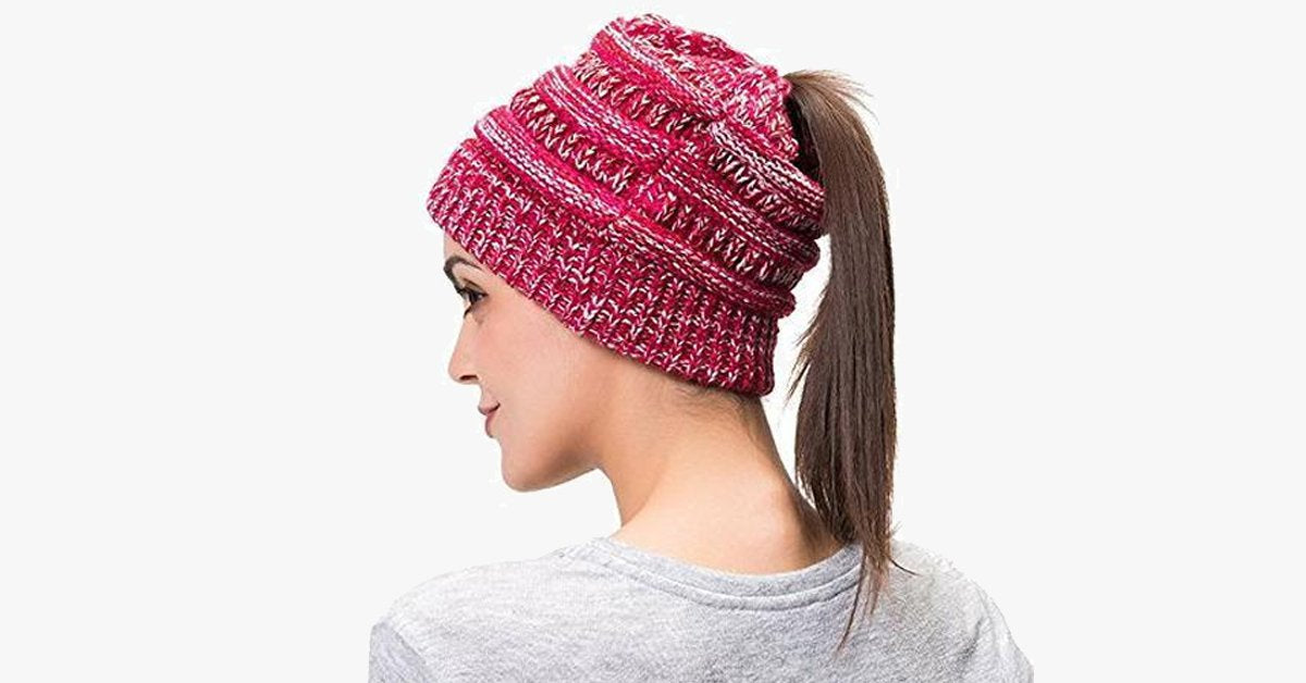 Soft Knit Ponytail Beanie