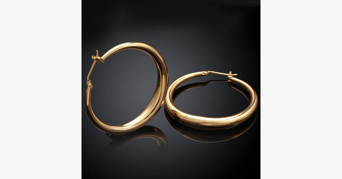 Classic Bold Gold Hoops- Secured With a Back Closure - Perfect for All Occasions