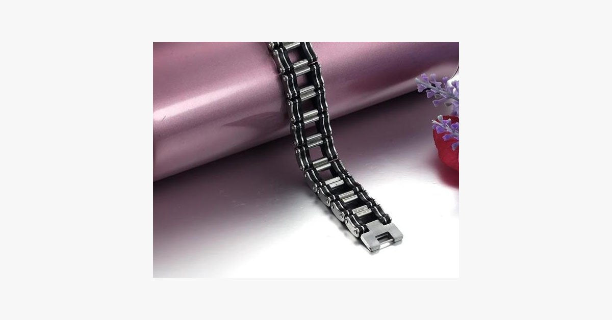 Black Strip Stainless Steel Bracelet
