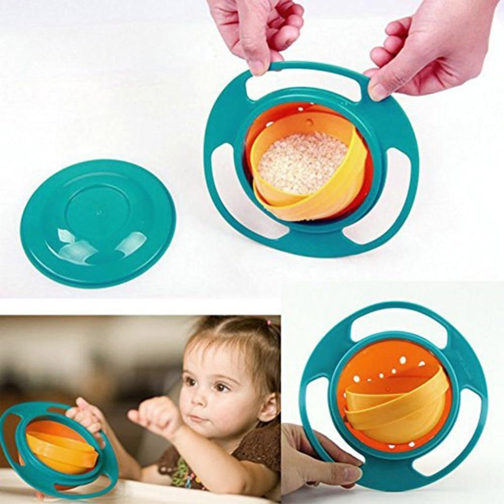 360 Rotate Spill Proof Plastic Bowl