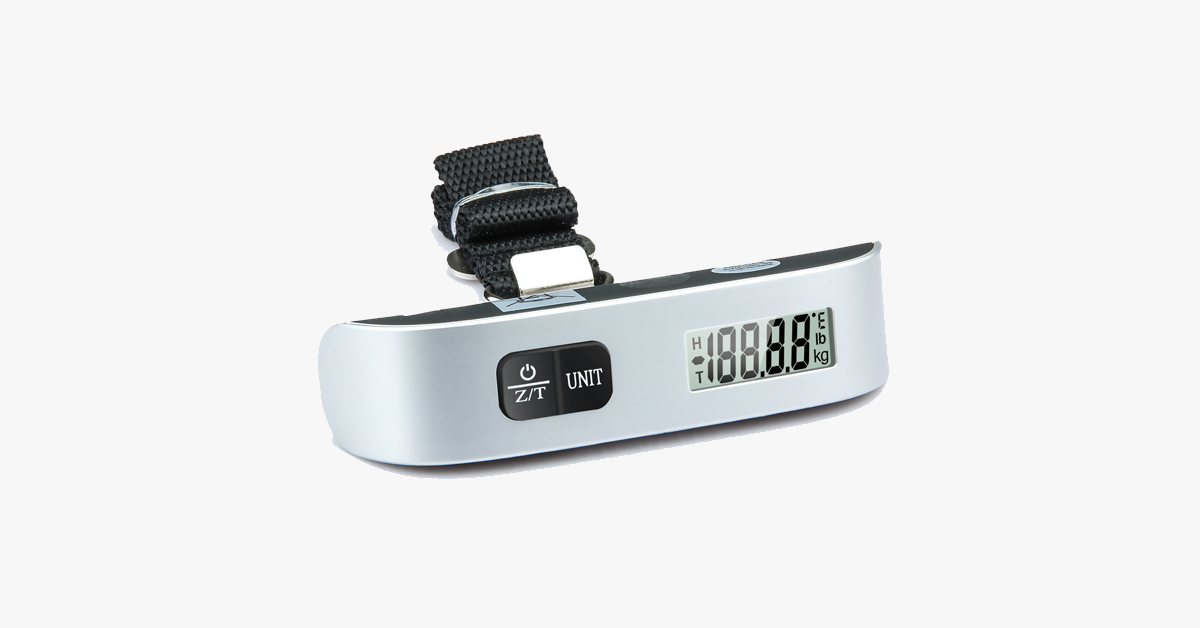 Handheld Digital Luggage Scale - Temperature Sensor & LCD Display - Portable Size