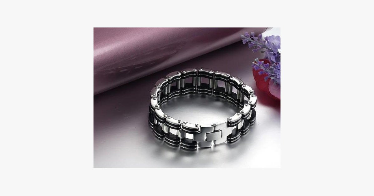 Black Strip Stainless Steel Bracelet