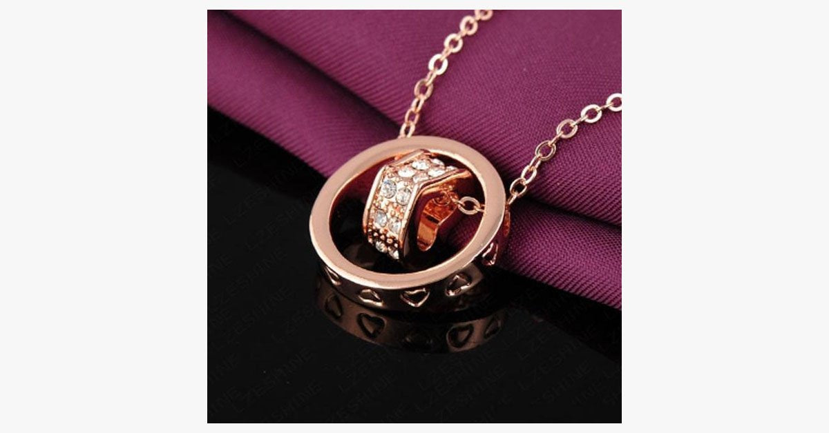 Double Heart Ring Necklace