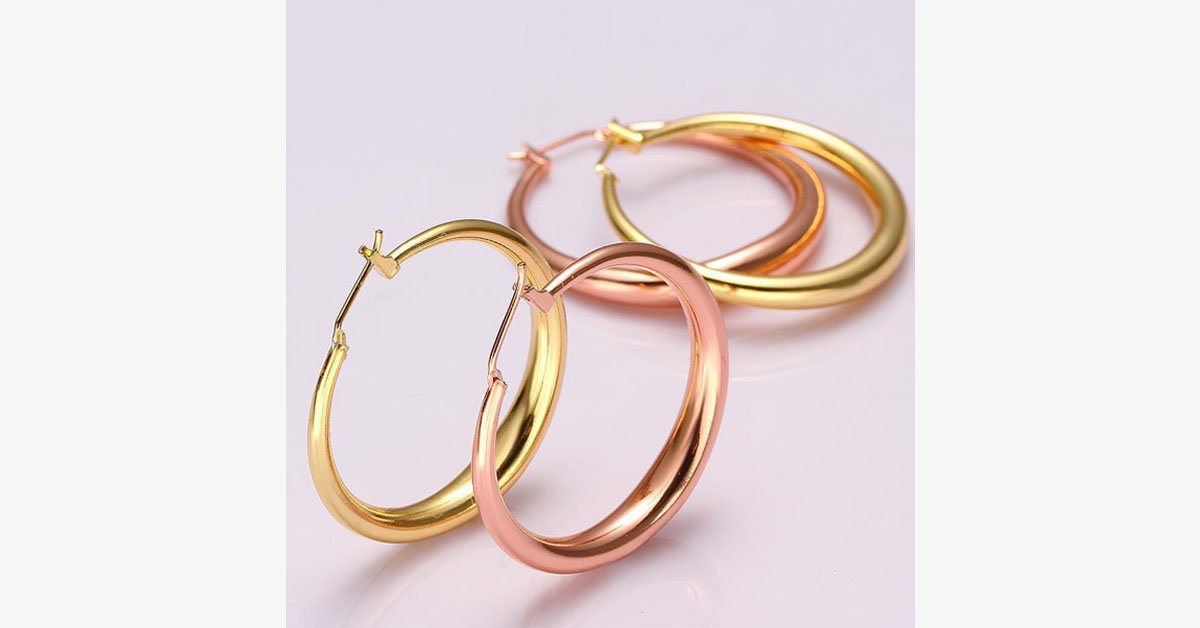 Classic Bold Gold Hoops- Secured With a Back Closure - Perfect for All Occasions