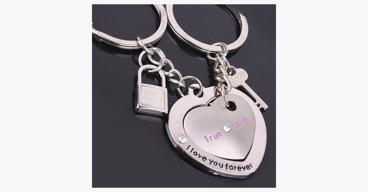 Couple's Key and Lock Keychain
