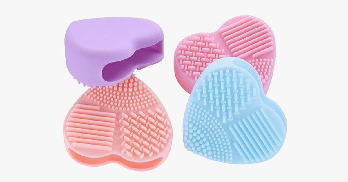 Heart Shape Silicone Cosmetic Brush Cleaner Board Convenient and Easy To Use - Gently Cleans Your Brushes!