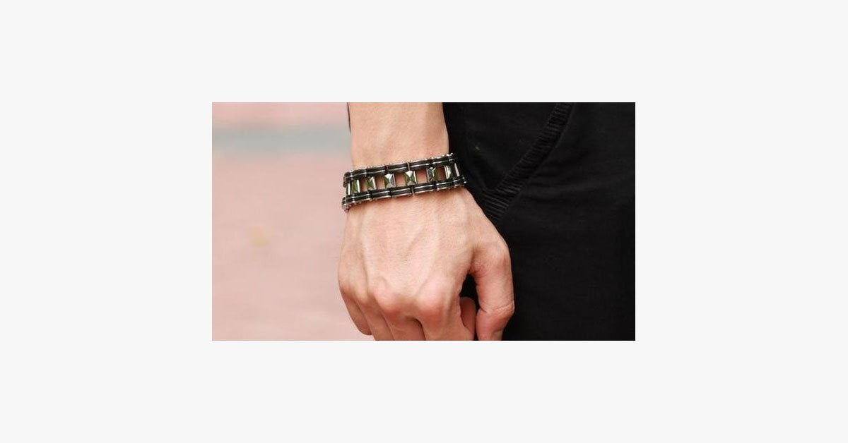 Black Strip Stainless Steel Bracelet