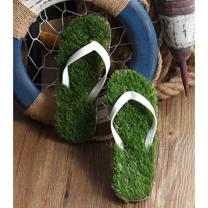 Green Grassy Flip Flops
