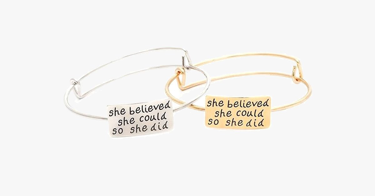 She Believed Adjustable Charm Bangle