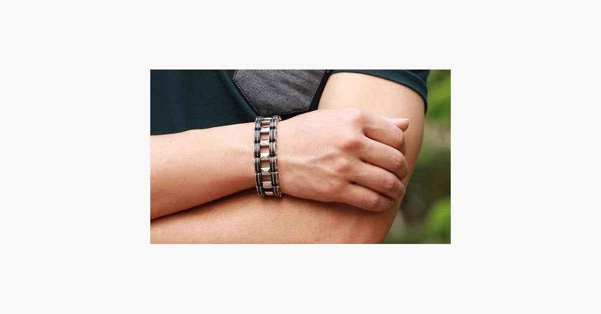 Black Strip Stainless Steel Bracelet