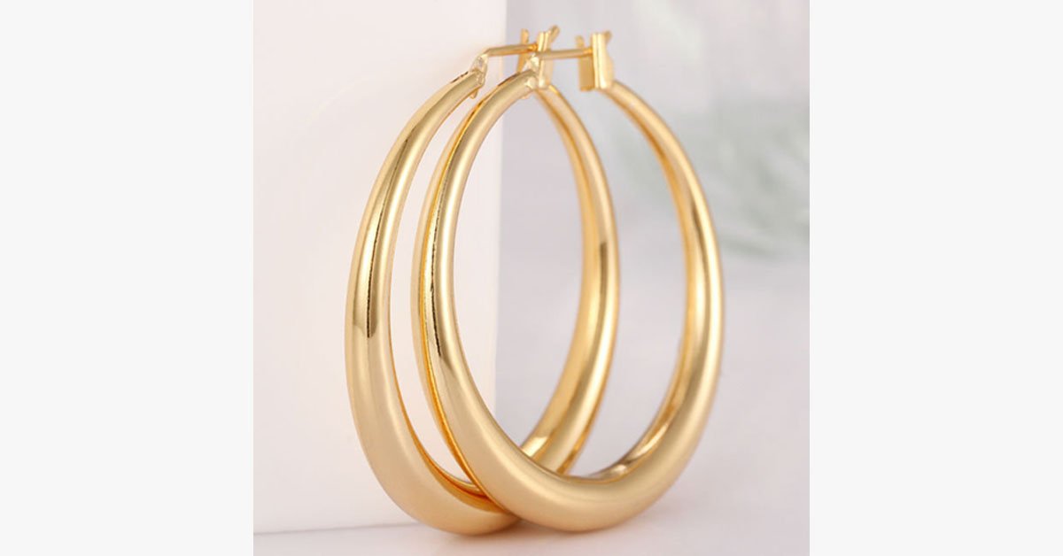 Classic Bold Gold Hoops- Secured With a Back Closure - Perfect for All Occasions