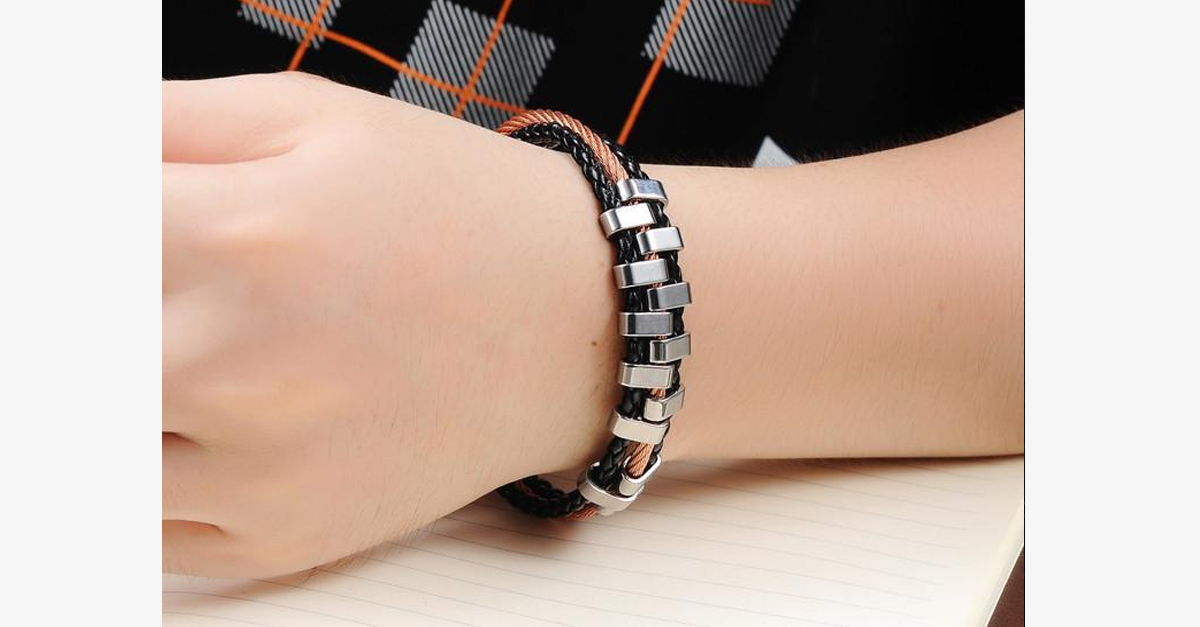 Rough Tracks Stainless Steel Men's Bracelet