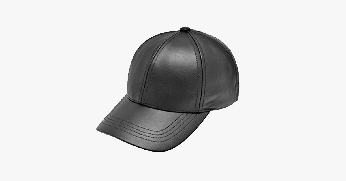 Black Leather Adjustable Baseball Cap