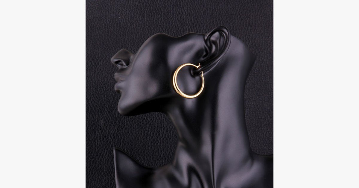Classic Bold Gold Hoops- Secured With a Back Closure - Perfect for All Occasions