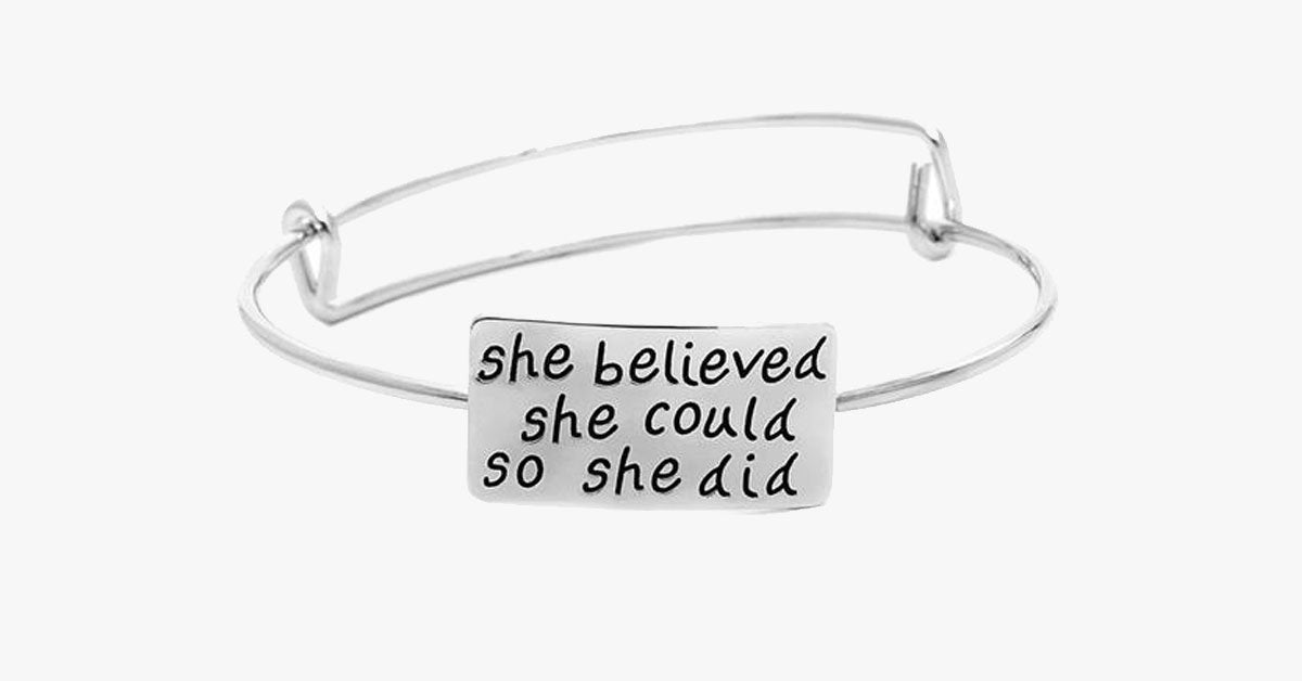 She Believed Adjustable Charm Bangle