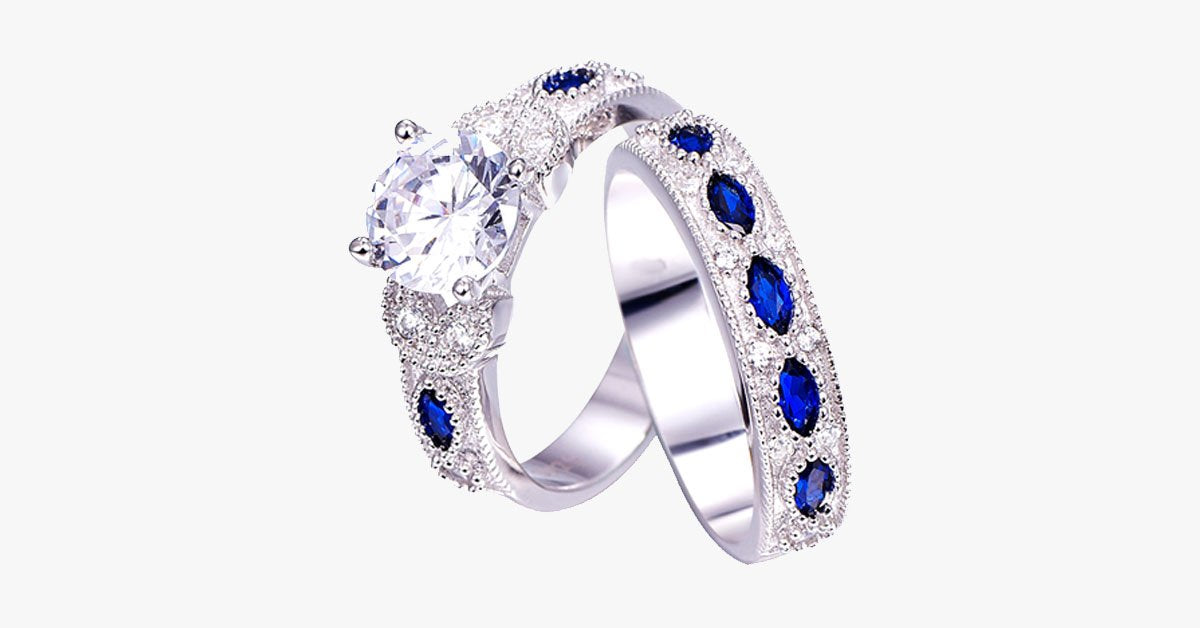 Solid Sapphire Crystal Ring Set