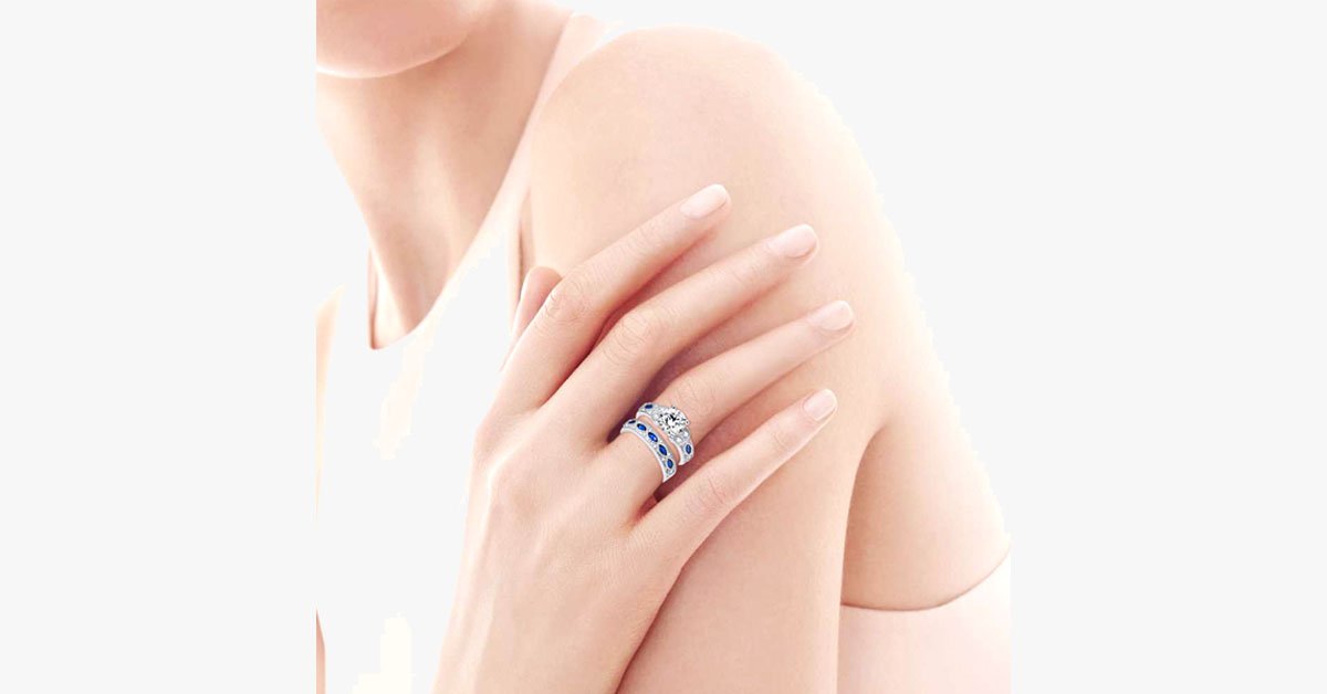 Solid Sapphire Crystal Ring Set