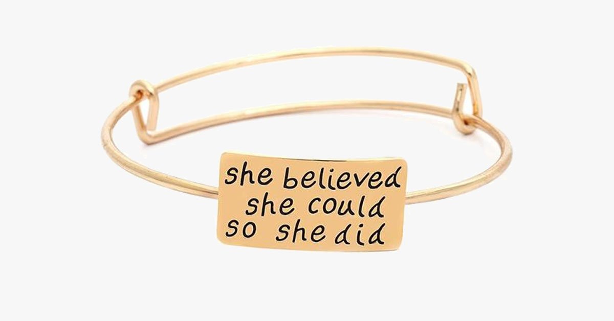She Believed Adjustable Charm Bangle
