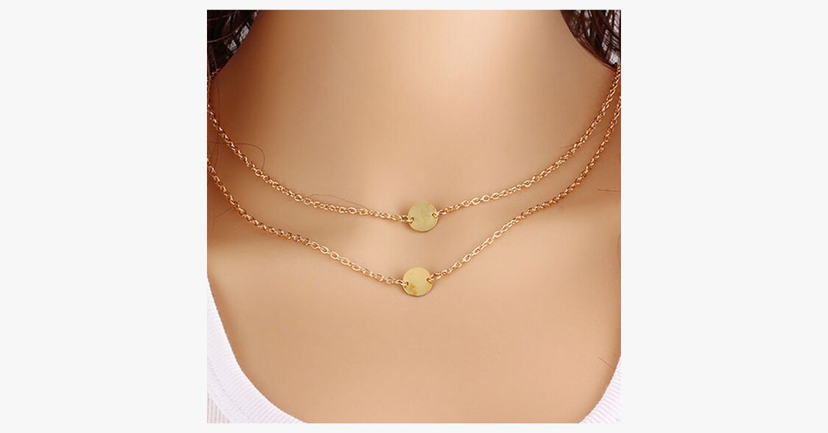 Double Layer Round Pendant Necklace