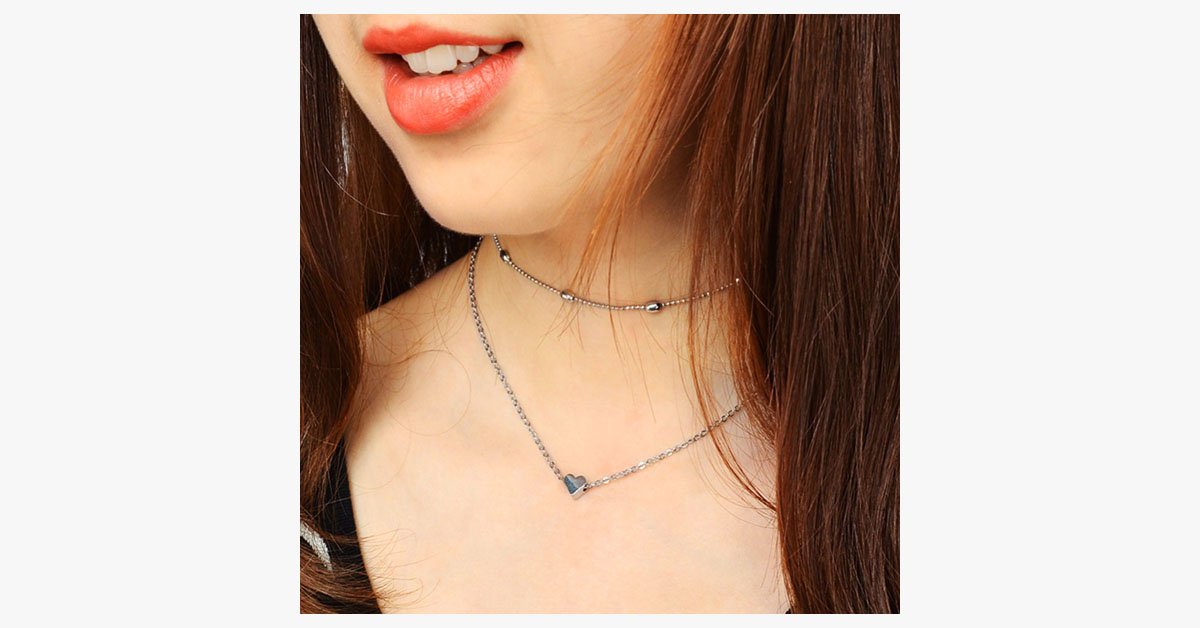 Double Layers Chain Heart Necklace