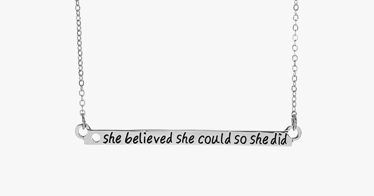She Believed She Could So She Did Bar Necklace