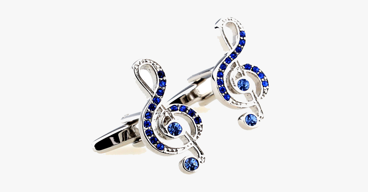 Fashionable Music Lover Blue Gem Cufflink –Musical Notes Shaped Durable  Cufflinks for the Fashionable men