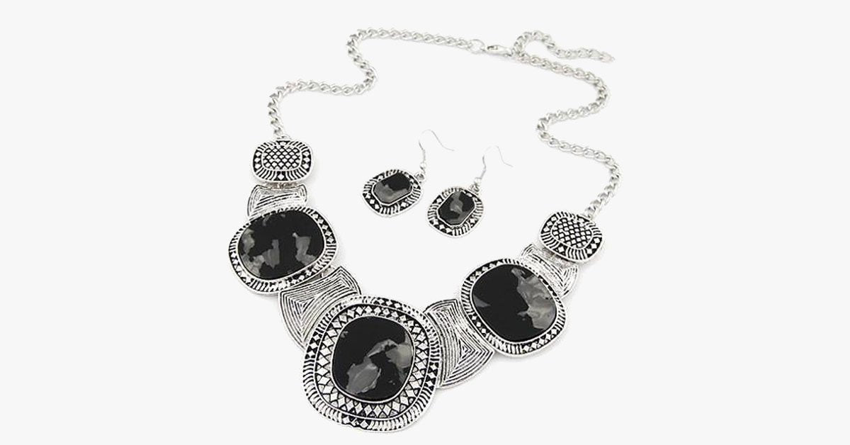 Rhinestone Statement Necklace Set