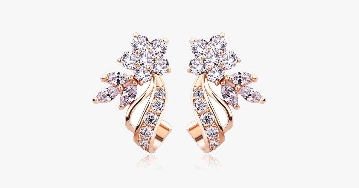 Zirconia Flower Stud Earrings