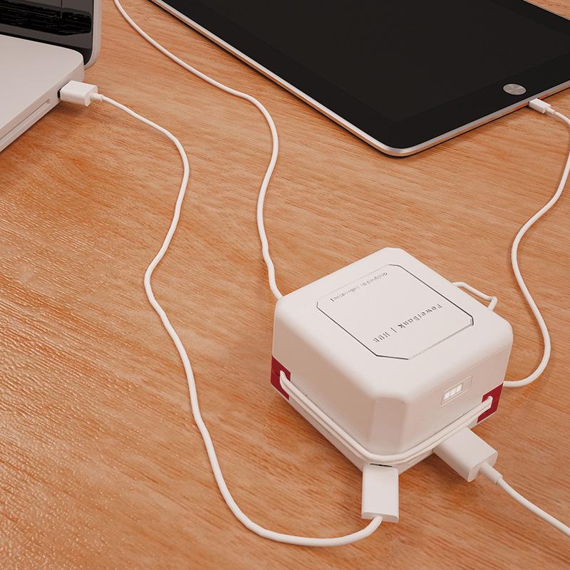 4-port 4-in-1 Power Bank, USB Hub, Cable Organizer & Wall Adapter