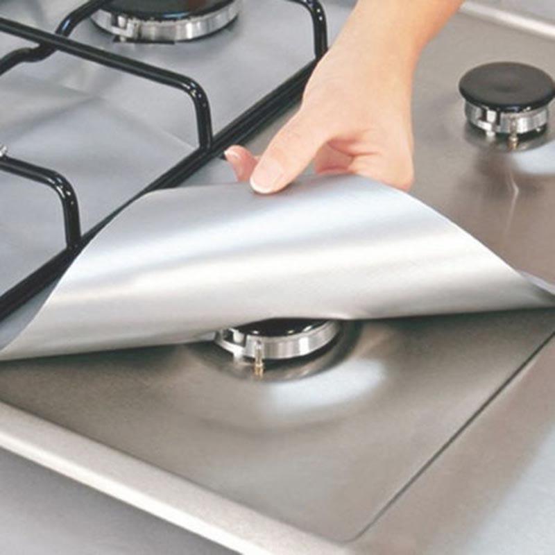 4Pcs Stove Protector Cover Liner Non-Stick Aluminum Foil Kitchen Accessories