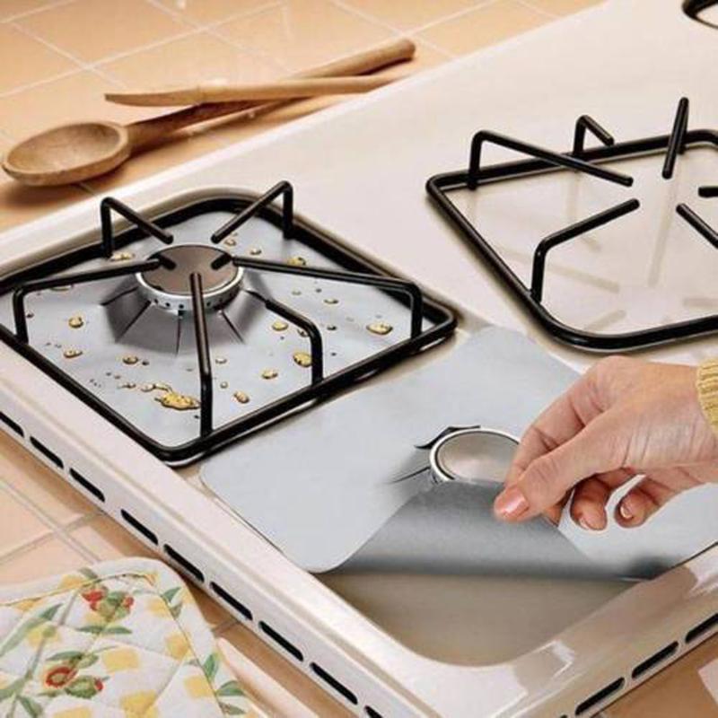 4Pcs Stove Protector Cover Liner Non-Stick Aluminum Foil Kitchen Accessories