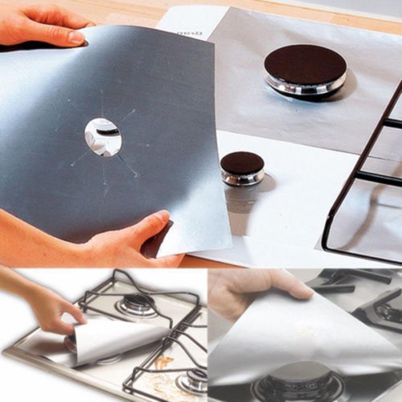 4Pcs Stove Protector Cover Liner Non-Stick Aluminum Foil Kitchen Accessories