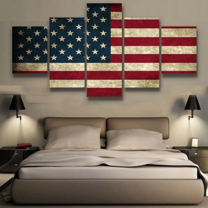 Rustic American Flag Wall Art Multi Panel Canvas