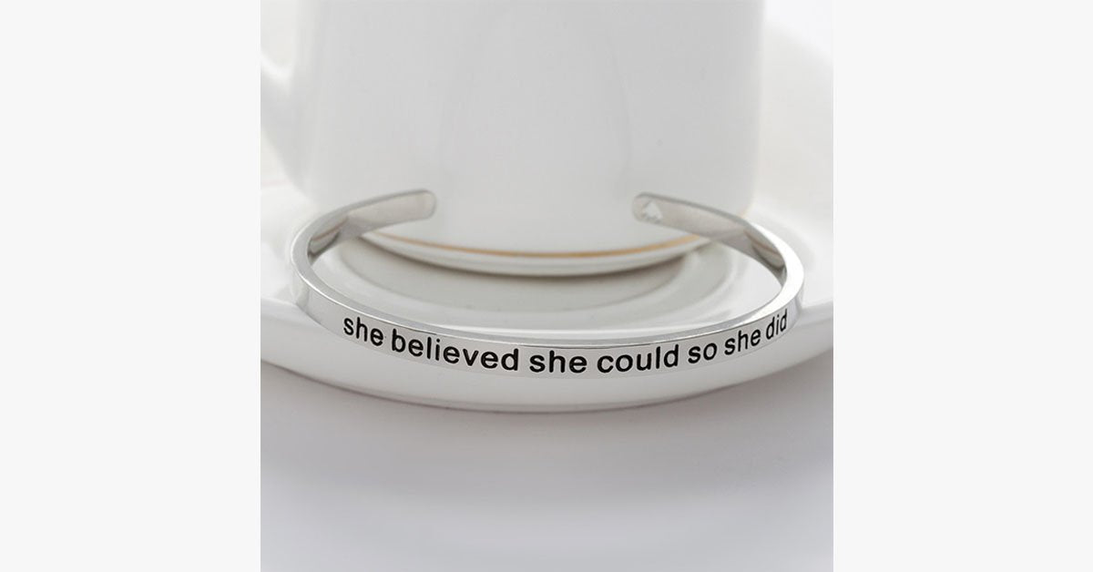 She Believed She Could So She Did Cuff Bangle