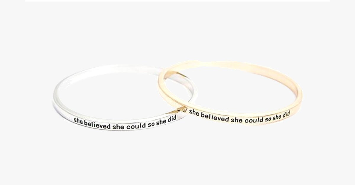 She Believed She Could So She Did Simple Bangle