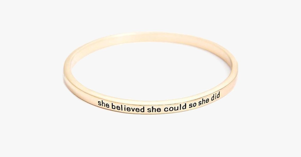 She Believed She Could So She Did Simple Bangle