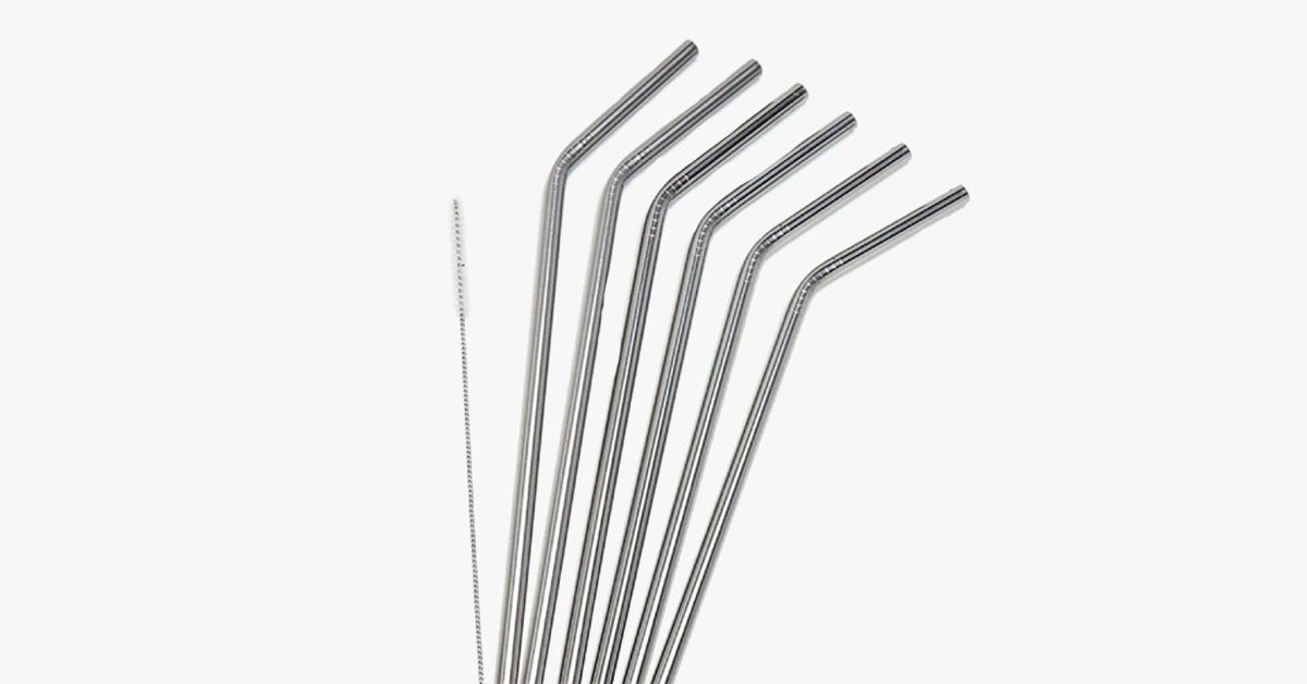 6 Piece Set Stainless Steel Drinking Straws - Eco-friendly Straws