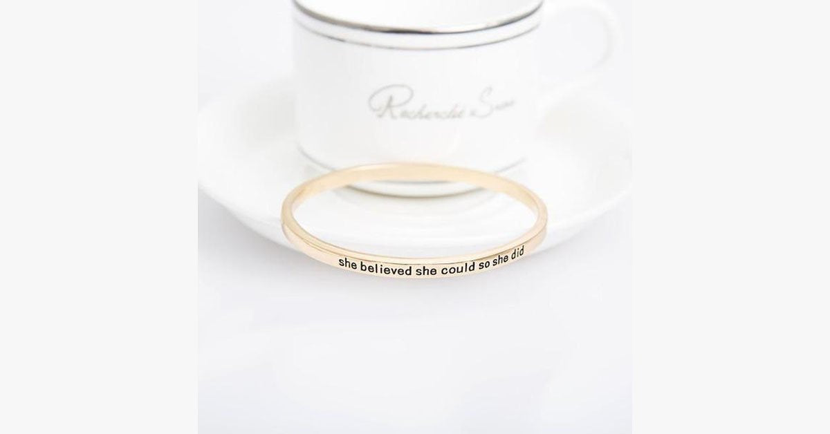 She Believed She Could So She Did Simple Bangle