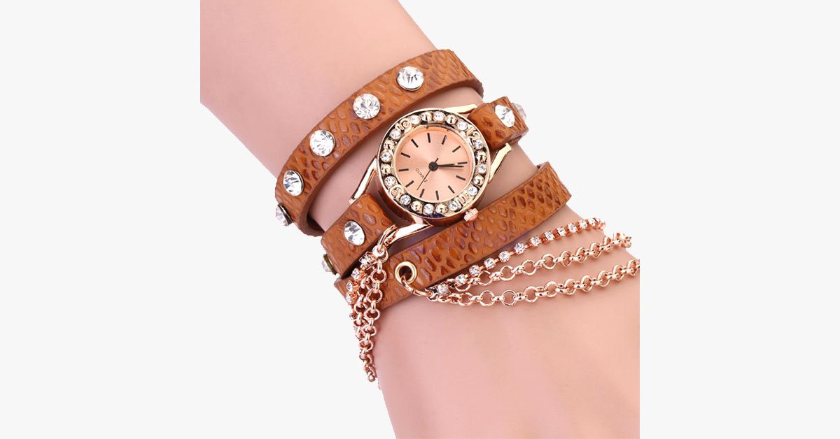 Rivet Chain Quartz Wrist Watch