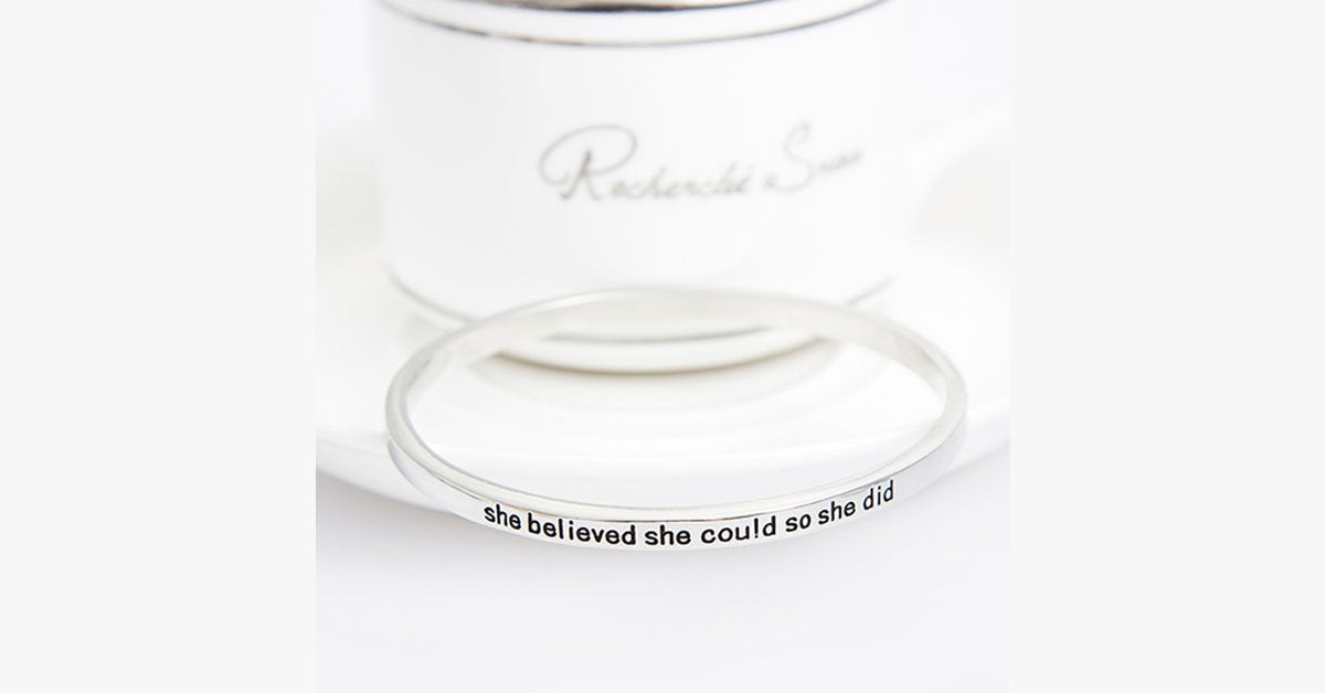 She Believed She Could So She Did Simple Bangle