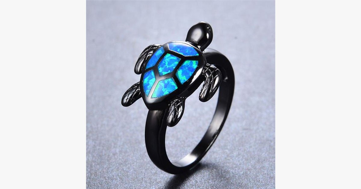 Unique Turtle Blue Ring