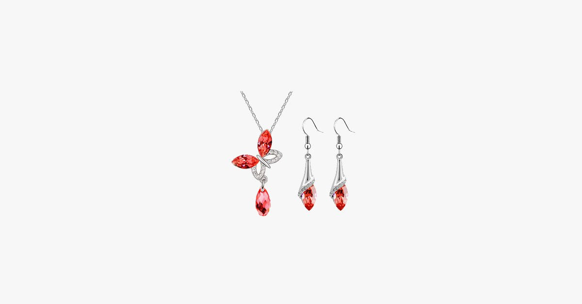 Butterfly Raindrop Pendant Set