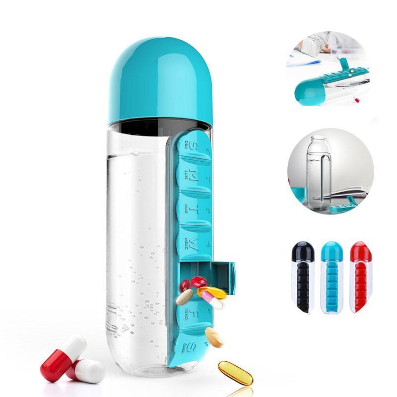 2 in 1 Pill Organiser Water Bottle