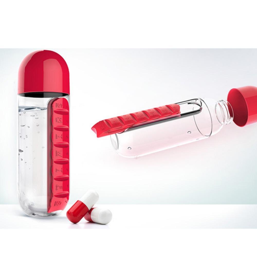 2 in 1 Pill Organiser Water Bottle