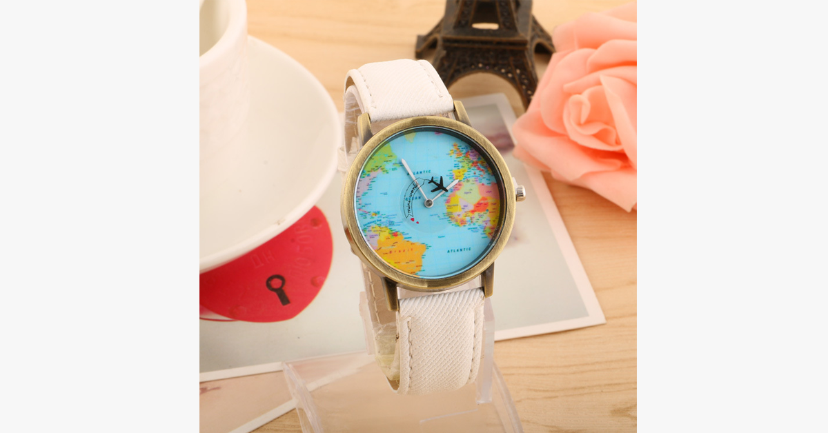 Unisex Watch Unique Design World Map Quartz Watch