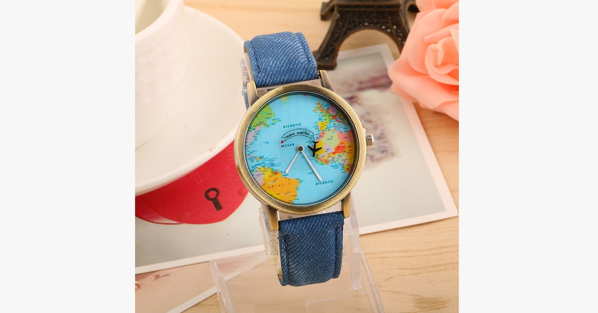 Unisex Watch Unique Design World Map Quartz Watch