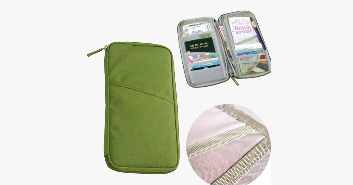 Zipped Travel Wallet - Classic Design - Multicolor - Separate Slots for Business Cards